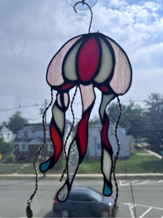 Other - Stained Glass Jellyfish Suncatcher - Red, Pink & Teal